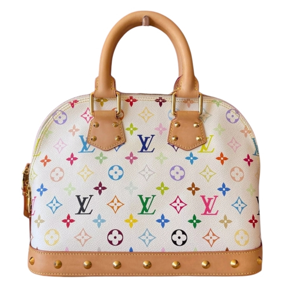 Rare!! LV x TM Louis Vuitton x Murakami Multicolor Monogram Alma PM WHITE CANVAS - Picture 6 of 16
